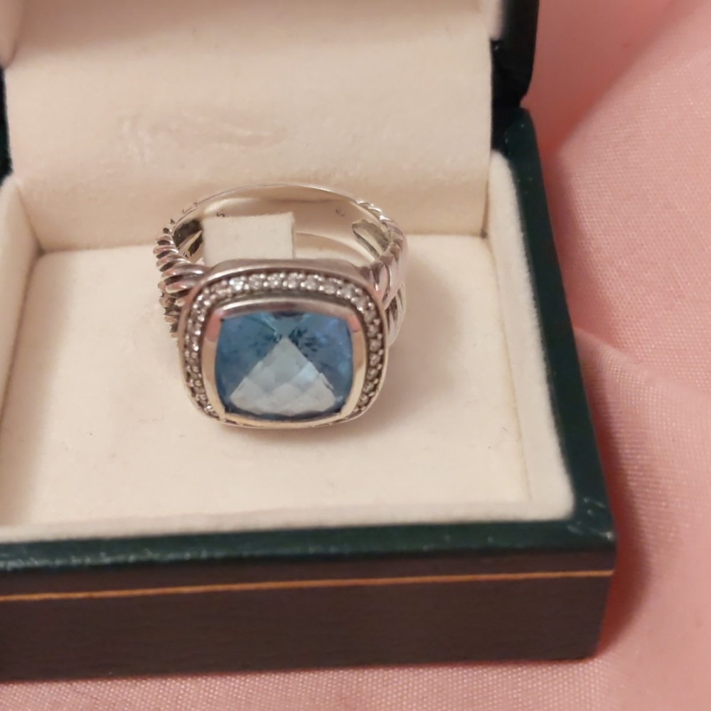 COPY - David Yurman 11 mm blue topaz and Albion ring